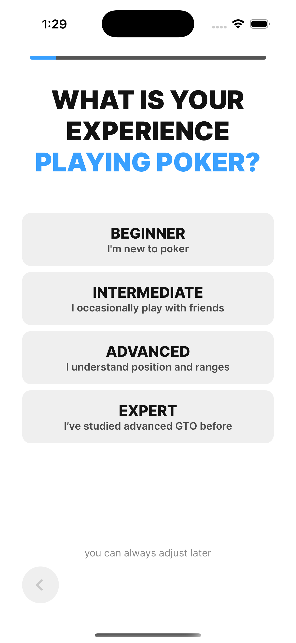 Skill Level Selection